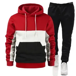 Tracksuits voor heren Hooded Sweatshirt Sweatpants 2 -delige set Luxury Casual Sports Suit joggen Patchwork -kleding