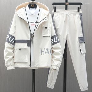 Tracksuits heren hapsed tracksuit 2023 merk streetwear patchwork sets 2 -delige jasbroek casual sport suit plus size 8xl