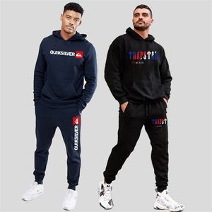 Trainpakken voor heren Hoodie Solid Color Printing Set Leisure Fashion Tracksuits Hooded Sportswear S4XL 220915