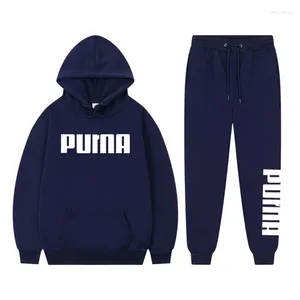 Survêtements pour hommes Costume à capuche 2 pièces Tenues Sweat-shirt Sweatpant Polaire Marque Lettre Imprimé Y2K Pull Pantalon Ensemble Femmes et hommes