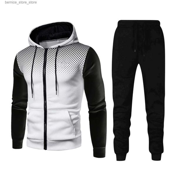 Chándales para hombres Venta caliente Trajes para hombre Otoño Invierno Chaquetas con cremallera Trajes Clásico Al aire libre Deportes casuales Traje para correr Sudaderas con capucha Pantalones de chándal S-3XL Q231211