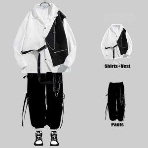 Survêtements pour hommes HOUZHOU TECHWEAR Costume pour hommes Pantalon commercial Costume pour hommes Chemise à manches longues Vêtements de rue coréens Hip-hop Harajuku Printemps Z0224