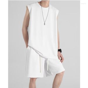 Survêtements pour hommes Icool Summer Solid Color Thin Sport T-Shirts Tees Tank Tops And Shorts Set