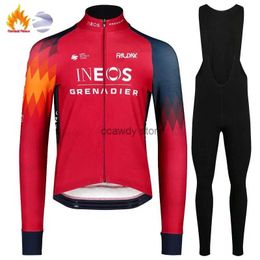 Survêtements pour hommes INEOS NOUVEAU Vestes de cyclisme d'hiver Team Long Seves Fece ClothingBib Pantalon Set Warm Road Bike SportswearH2421