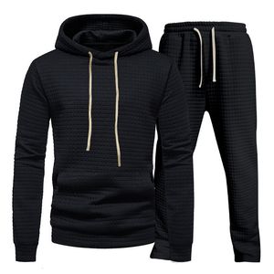 Survêtements pour hommes Jacquard Petit sweat à capuche à carreaux et ensemble de pantalons Mode Casual Sports 2023 Automne Série Hommes Vêtements 230821