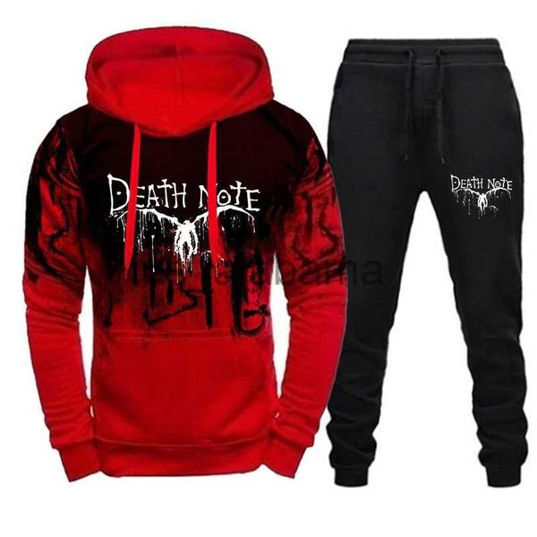 Survêtements pour hommes Japon Anime Cartoon Death Note Hommes Splashing Encre Imprimer Sportwear Costume Casual Fitness Survêtement Set Hommes Vêtements x0907