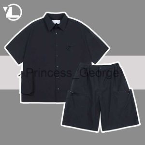 Survêtements pour hommes japonais manches courtes ensembles hommes été Harajuku chemises Cargo Shorts femmes Hip Hop rétro couleur unie 2 pièces ensemble costume de mode 2023 x0627