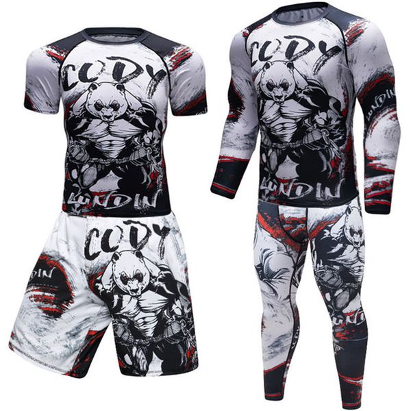 Jiu Jitsu T-shirt Hommes Manches Longues Chemises Survêtement Fitness Maillots De Boxe Ensemble BJJ Muay Thai MMA Pantalon Gym Rash Guard Sportsuit 230825