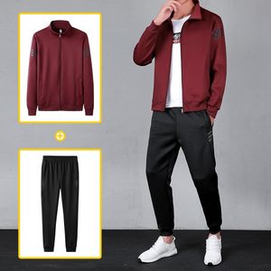 Survêtements pour hommes Jogger Set Sweat Suit Hommes Zipper Casual Track Fitness Gyms Printemps / Automne 2Pcs Veste Pantalon Outfit SetMen