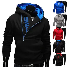 Chándales para hombre Conjunto de jogging Moda Deportes Carta Sudadera con capucha Cremallera oblicua Jersey Chaqueta