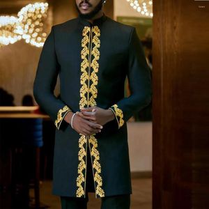 Survêtements pour hommes Kaftan 2 pièces ensembles pour hommes tenue brodée haut à manches longues pantalons Style ethnique africain costumes de mariage vêtements mode