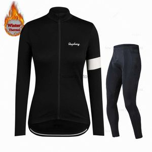 Heren trainingspakken Lady Raphaing wielershirt Bicyc lange wielertruien winterwollen jersey pakken triatlon dames winterfietskleding SetH24129