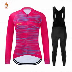 Survêtements pour hommes Ladys Cyclisme Jersey 2023 Équipe Femmes Vélo de route Vêtements d'hiver Pantalon Ropa Ciclismo Thermique FeceH2421