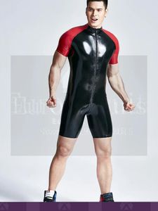 Heren trainingspakken Latex Catsuit met kruisritssluiting Rubber pak Dames Kousen Kostuum Fetish Wear Body Sexy Lingerie