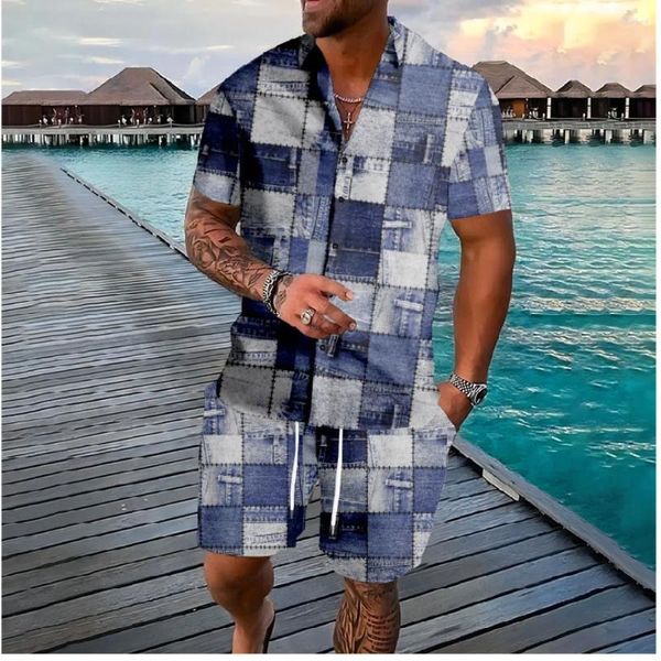 Suits-survêtement masculins réseau Punk Streetwear Hawaiian Vacation Button Shirts Shorts Color Hop Hop Ensembles Tracksuit Casual Beach Men Vêtements