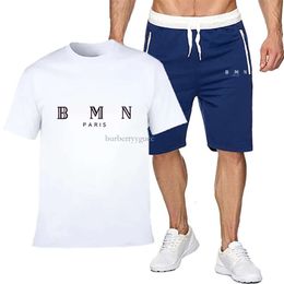 Heren tracksuits letter print ademende zomer kleur contrast top shorts t-shirt outdoor sport aziatische maat s-3xl pak sportkleding