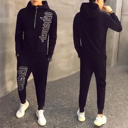 Survêtements pour hommes Lettre Pull Hommes Survêtement Veste À Capuche Survêtement Hommes Costumes De Sport Marque 2 Pièces Ensemble Jogger Imprimé Survêtement