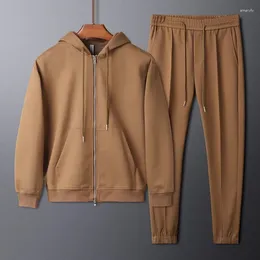 Survêtements pour hommes léger luxe haut de gamme chaud costume de sport décontracté automne et hiver mode simple veste à capuche pantalon deux pièces