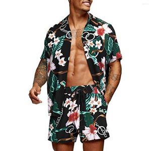Survêtements pour hommes coupe ample style hawaïen costume jeunesse imprimé fleuri chemise décontractée et short ensemble deux pièces pour hommes séchage rapide respirant