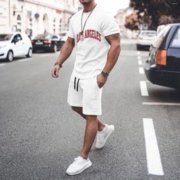 Survêtements pour hommes Los Angeles T-shirt Ensemble deux pièces à manches courtes Top Fashion Summer Loose Casual surdimensionné Long Street Style