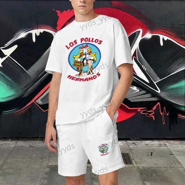 Survêtements pour hommes Los Pollos Hermanos T-shirts surdimensionnés Hommes Shorts Ensembles de survêtement Coton Vêtements de sport respirants 2 pièces Tenues Homme Vêtements T240124