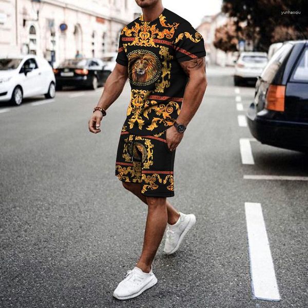 Saisies de survêtement masculines Luxury Prince 3D Hawaii hommes sets short tshirt short estival 2 pièces
