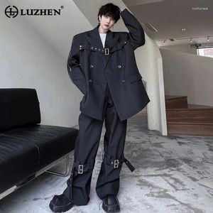 Heren tracksuits luzhen elegante mannen hoogwaardige straatblazers jas rechte broek sets Koreaans originele design herfst stijlvol casual pak