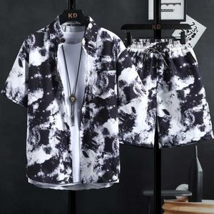 Parcours masculin M-3xlNew Mens Imprimé Shirt Sett High Quty Fashion Trend Shorts Hawaiian Style Casual Floral Tops Ins Hot Mens and Wom T240514