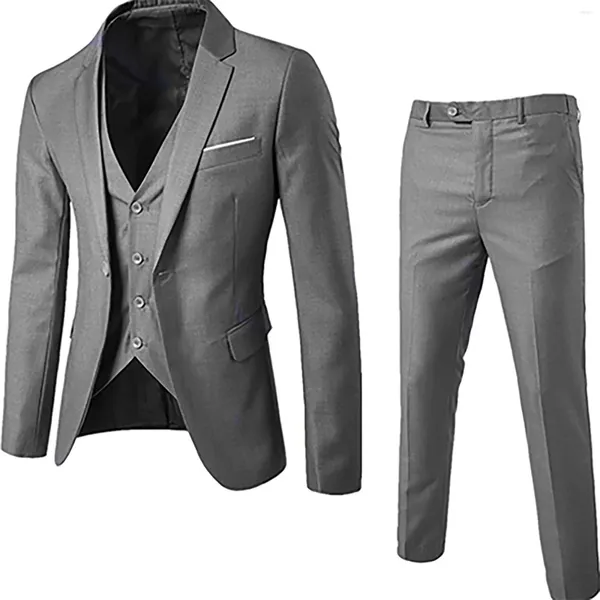 Chándales para hombres M-6XL Chaqueta Chaleco Pantalones Color Sólido Formal Oficina de Negocios Traje Novio Vestido de Boda Fiesta Blazer Chaleco Pantalones Esmoquin