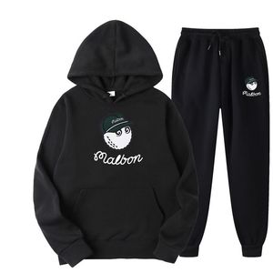 Survêtements pour hommes Malbon Golf Sportswear Chaud Deux pièces Pull à capuche en vrac Pantalon Ensemble Jogging