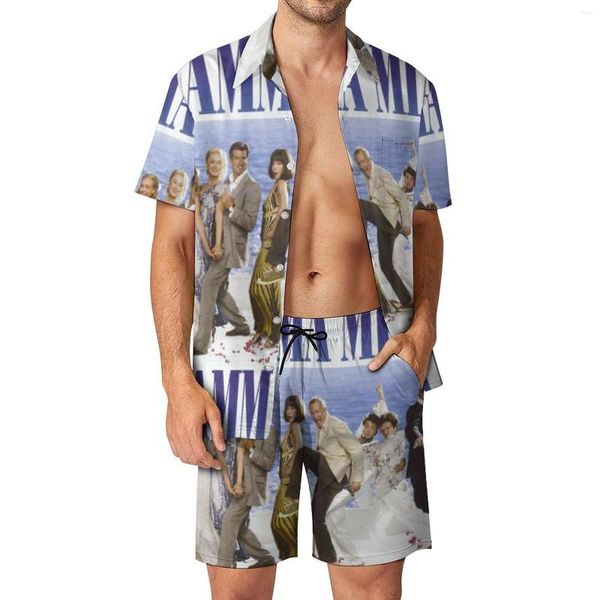 Chándales para hombres Mamma Mia Cast Poster Conjuntos para hombres Pantalones cortos casuales Conjunto de camisa de vacaciones Traje gráfico fresco de verano Ropa de manga corta de gran tamaño