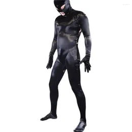 Costumes pour hommes Manservant Cuir brillant PU Bodys tout compris Faux Combinaisons Servant Collants Zentai Cosplay Footman Stage Shapewear