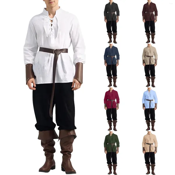 Survêtements pour hommes Ensemble de vêtements médiévaux avec chemise en lin taille costume garçons gilet robe smoking