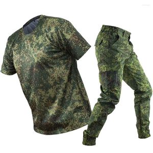 Chándales para hombres Mege Summer Russion Uniforme militar Camuflaje ruso Táctico Camiseta corta Pantalones Conjunto Ropa de trabajo al aire libre Ejército