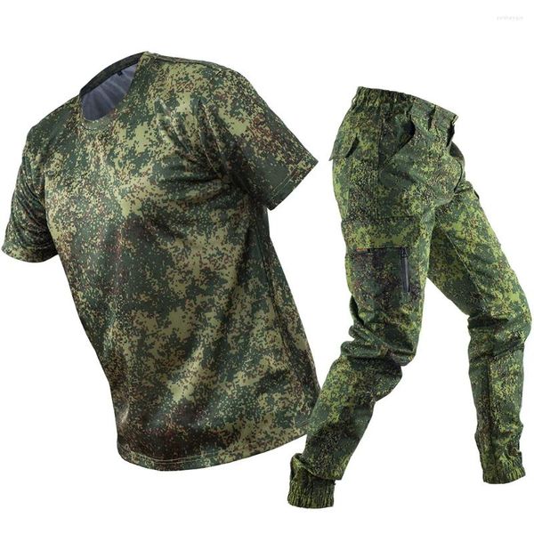Survêtements pour hommes Mege Summer Russion Uniforme militaire Russe Camouflage Tactique Court T-shirt Pantalon Ensemble Vêtements de travail en plein air Armée