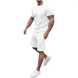 Survêtements pour hommes Hommes 2 pièces Tenues d'été Casual Muscle T-shirts à manches courtes et shorts de sport de coupe classique Ensemble d'entraînement de fitness quotidien