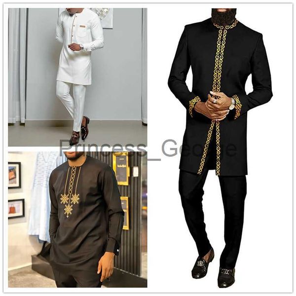 Survêtements pour hommes Hommes 2Piece Outfit Set Imprimé Business Casual Top Pantalon Costume Style Ethnique Été Dashiki Robes Fête De Mariage Gentleman Vêtements x0627