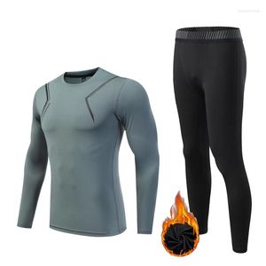 Survêtements pour hommes Vêtements pour hommes Hiver Première couche Polaire Sous-vêtement thermique Chaud Survêtement Pantalon Leggings Garçons Rashgarda MMA 2 pièces