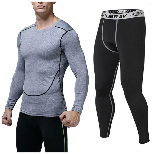 Survêtements pour hommes Pantalons à manches longues pour hommes Vêtements d'entraînement Confortable Col rond Costume ajusté Stretch Sports à séchage rapide