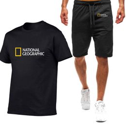 Мужские спортивные костюмы Мужская футболка с принтом National-Geographic Fashion Survey Expedition Scholar Летние повседневные брюки с короткими рукавами Outfit SetMe