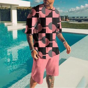 Survêtements pour hommes Séchage rapide 3D à manches courtes Costume Shorts Beach Tropical HawaiianSS Body Mens Fashion Suiting Prom Suits Planet