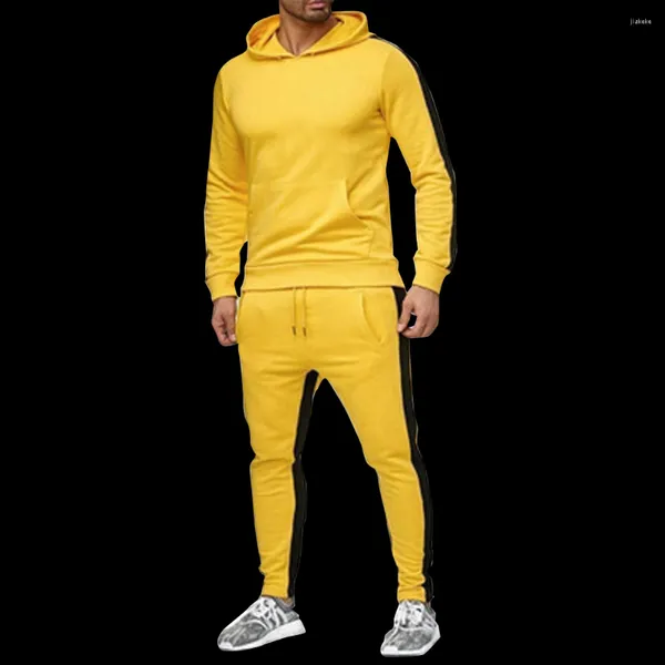 Survêtements pour hommes printemps et automne sport à capuche costume veste ensemble mode coloré rayé vêtements de sport décontractés S--4XL