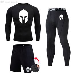 Heren trainingspakken herenpak sportkleding panty fitness mma compression kleding uitslag bewaker masculino heren jogging leggings lange t-shirtme