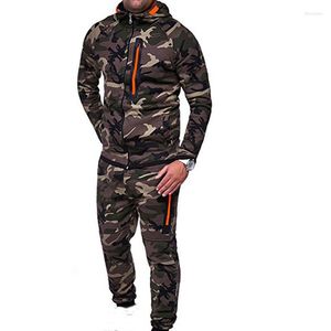 Survêtements pour hommes Costumes pour hommes Sweats à capuche et ensembles de pantalons Jeunes hommes Mode Camouflage Manteau à capuche Pantalons de survêtement Sweat-shirts décontractés Pantalons