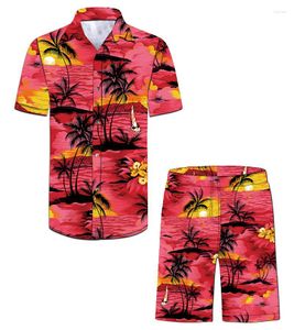 Heren tracksuits herenpakken zomer Hawaii print shirt casual strandpak mode snel droge short mouw tops cool shorts sale set