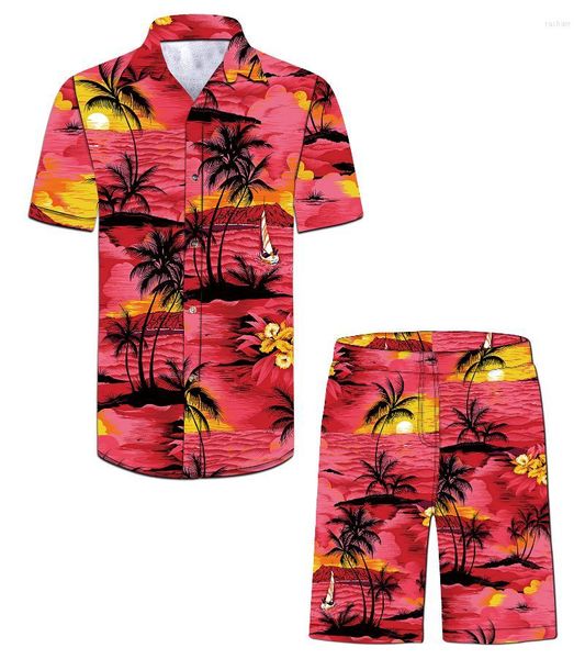 Survêtements pour hommes Costumes pour hommes Summer Hawaii Print Shirt Casual Beach Suit Mode Séchage rapide Tops à manches courtes Cool Shorts Vente Set