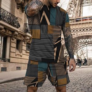 Survêtements pour hommes T-shirt d'été pour hommes Ensemble de shorts de style vintage T-shirts à manches courtes 2 pièces de haute qualité hommes tenues surdimensionnées