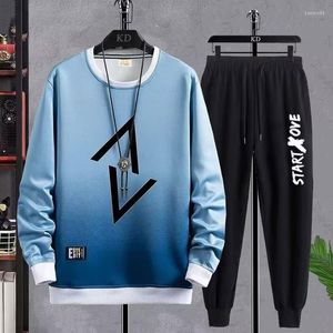 Survêtements pour hommes Sweat-shirt pour hommes Printemps Automne Tendance Lâche Type O-Cou Mode Masculino Vêtements Hommes 2 Pièces Survêtement Pantalon Pour Hommes