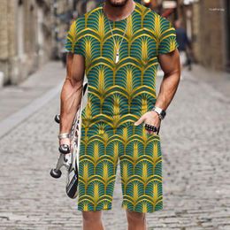 Fatos de treino masculinos T-shirt de calções conjunto Street Abstract Pattern Tops Outfit Outfit Tracksuit 3D Printed Summer Sportswear Hip-hop Funny