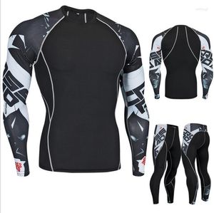 Survêtements pour hommes Survêtement pour hommes Impressions 3D Tight Rash Guard Compression Sport Suit Hommes MMA Running Body Building Top Fitness Sports Set